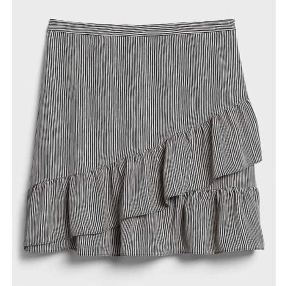 Banana Republic Tiered Ruffle Stripe Mini Skirt In Navy & White Size 8 EUC - Picture 3 of 12